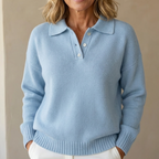 Soft Knit Sweater with Collar - Relaxed Fit