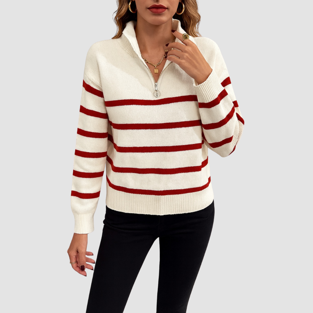 Classic Stripe Half-Zip Sweater — Timeless