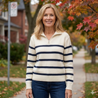 Classic Stripe Half-Zip Sweater — Timeless