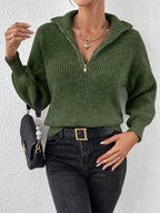 Women Chic Half-Zip Knit — Stylish Comfort