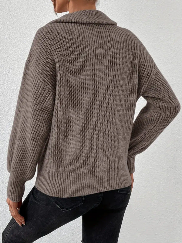 Women Chic Half-Zip Knit — Stylish Comfort