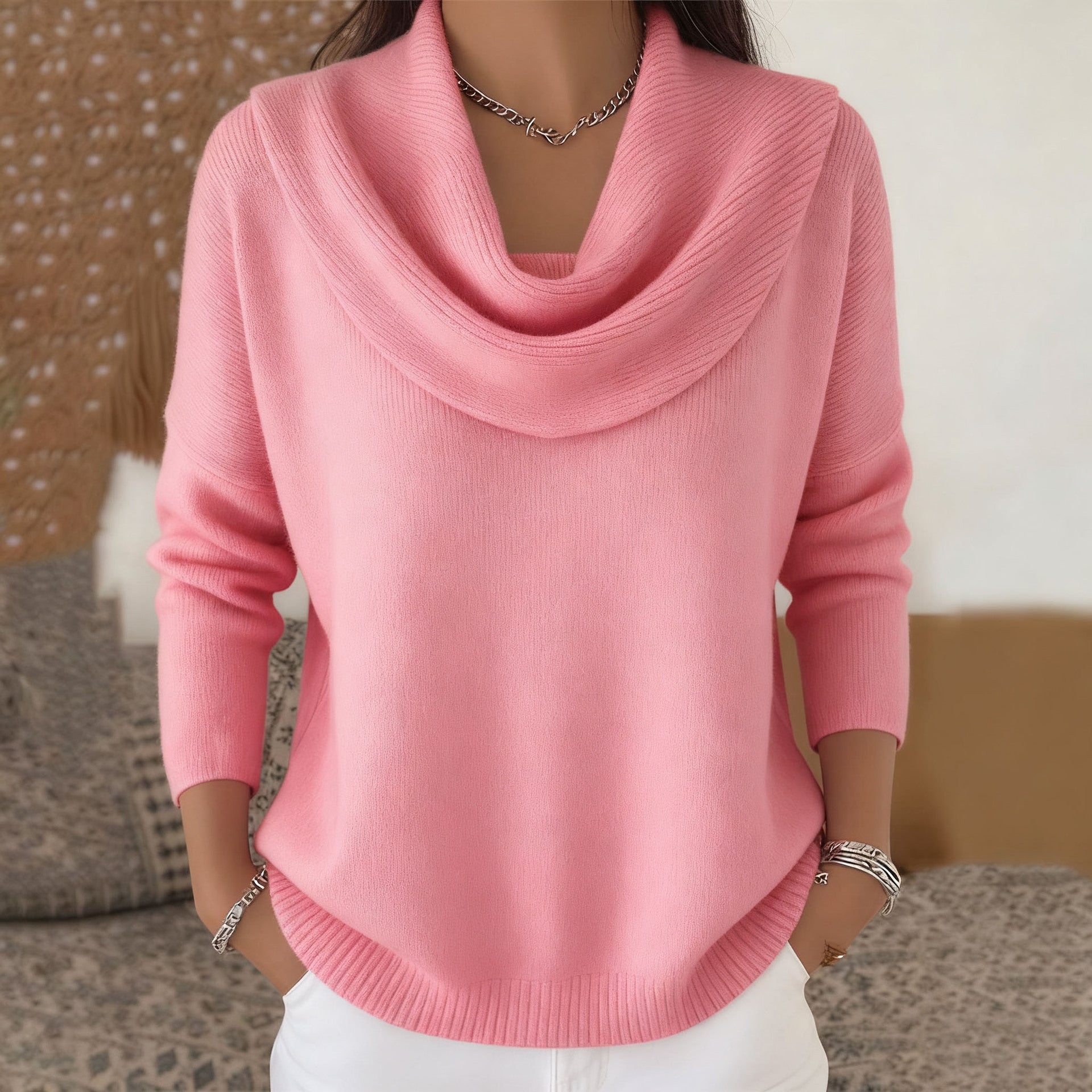 Soft-Knit Collar Sweater — Relaxed Silhouette