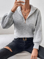 Women Chic Half-Zip Knit — Stylish Comfort