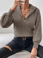 Women Chic Half-Zip Knit — Stylish Comfort