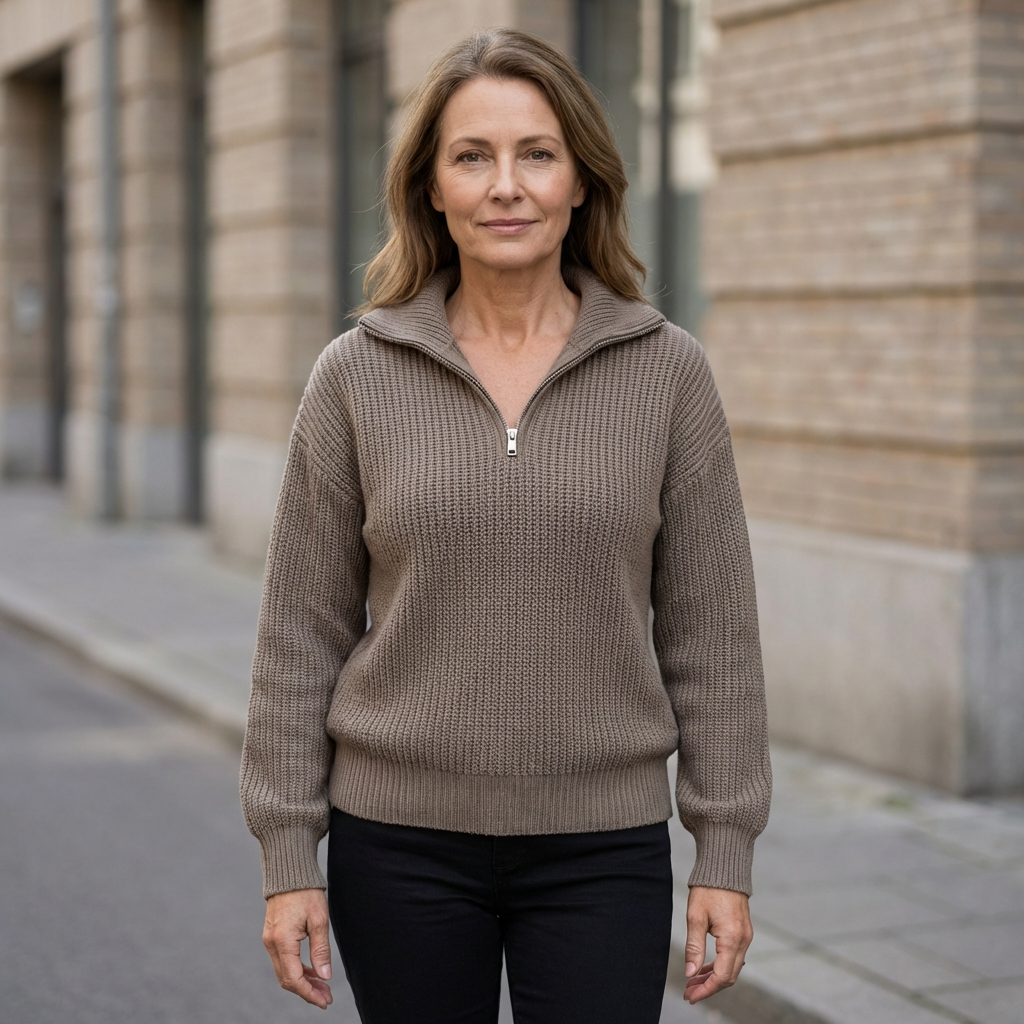 Women Chic Half-Zip Knit — Stylish Comfort