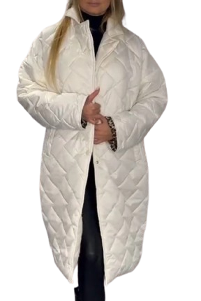 Olivia – Reversible Quilted Coat with Leopard Print Lining