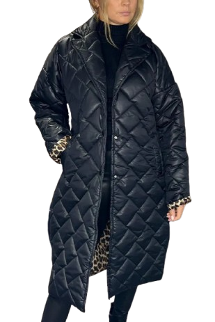 Olivia – Reversible Quilted Coat with Leopard Print Lining